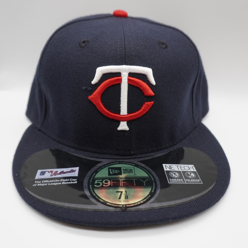 New Era 59FIFTY Hat Mens 7 1/8 Navy Minnesota Twins MLB Authentic On-Field Cap